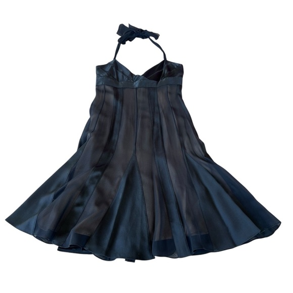 VTG BCBG Max Azria Y2K Black Silk Chiffon Halter Dress Whimsygoth Prom NWT Sz 4 - Picture 7 of 14